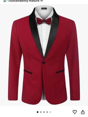 Men's Burgundy Shawl Lapel Tuxedo Blazer with Black Trim